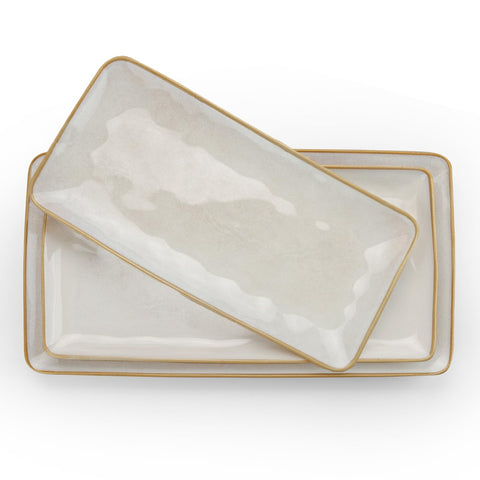 Famiware Ocean Series large rectangular platter with ripple design for elegant entertaining