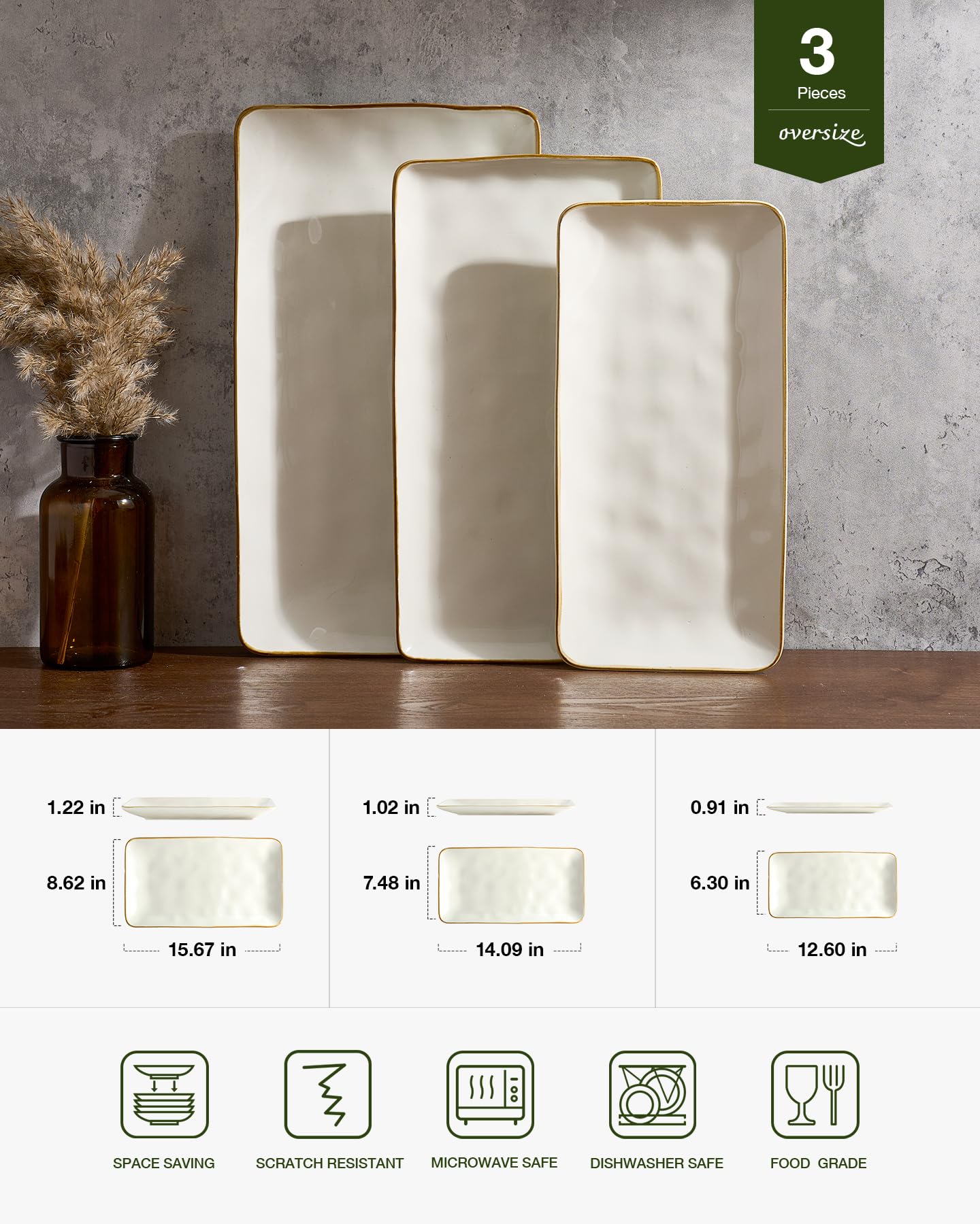 Famiware Ocean Series medium rectangular platter ideal for cheese boards and appetizers.