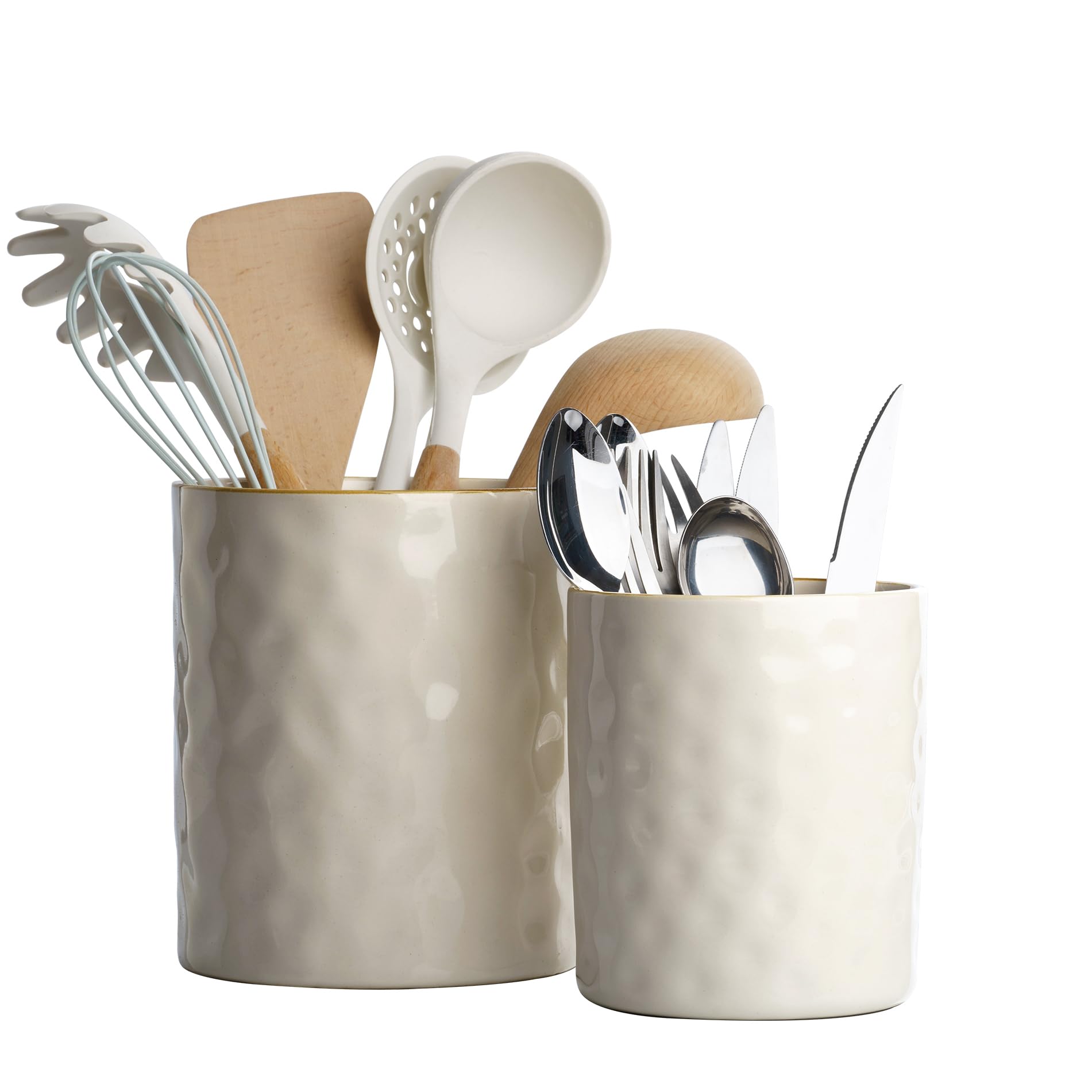 Famiware Ocean utensil holder large with durable ceramic base for counter organization