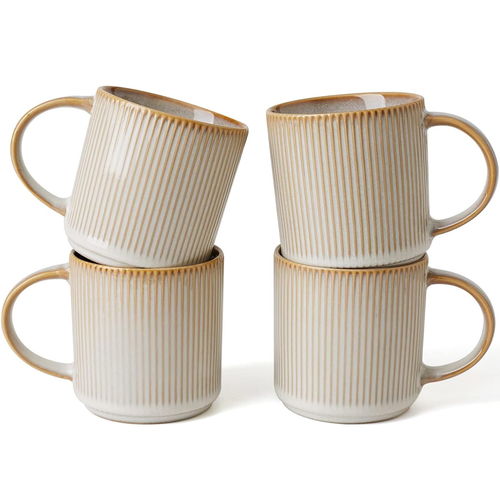 famiware star 12oz mug set: four durable stoneware cups for daily beverages