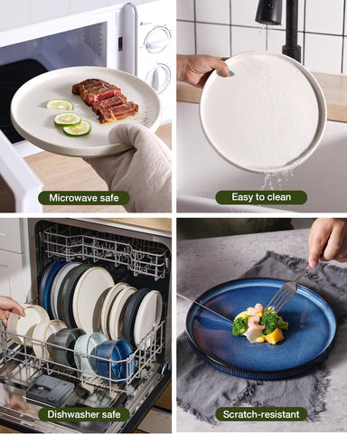 Stoneware fired at 2340°F showcases durability suitable for daily meals.