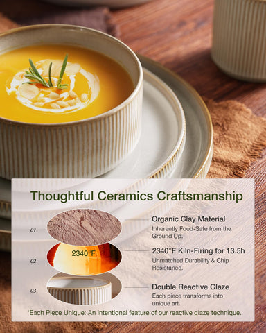 Famiware Star ribbed-edge design adds subtle texture to tablesetting.