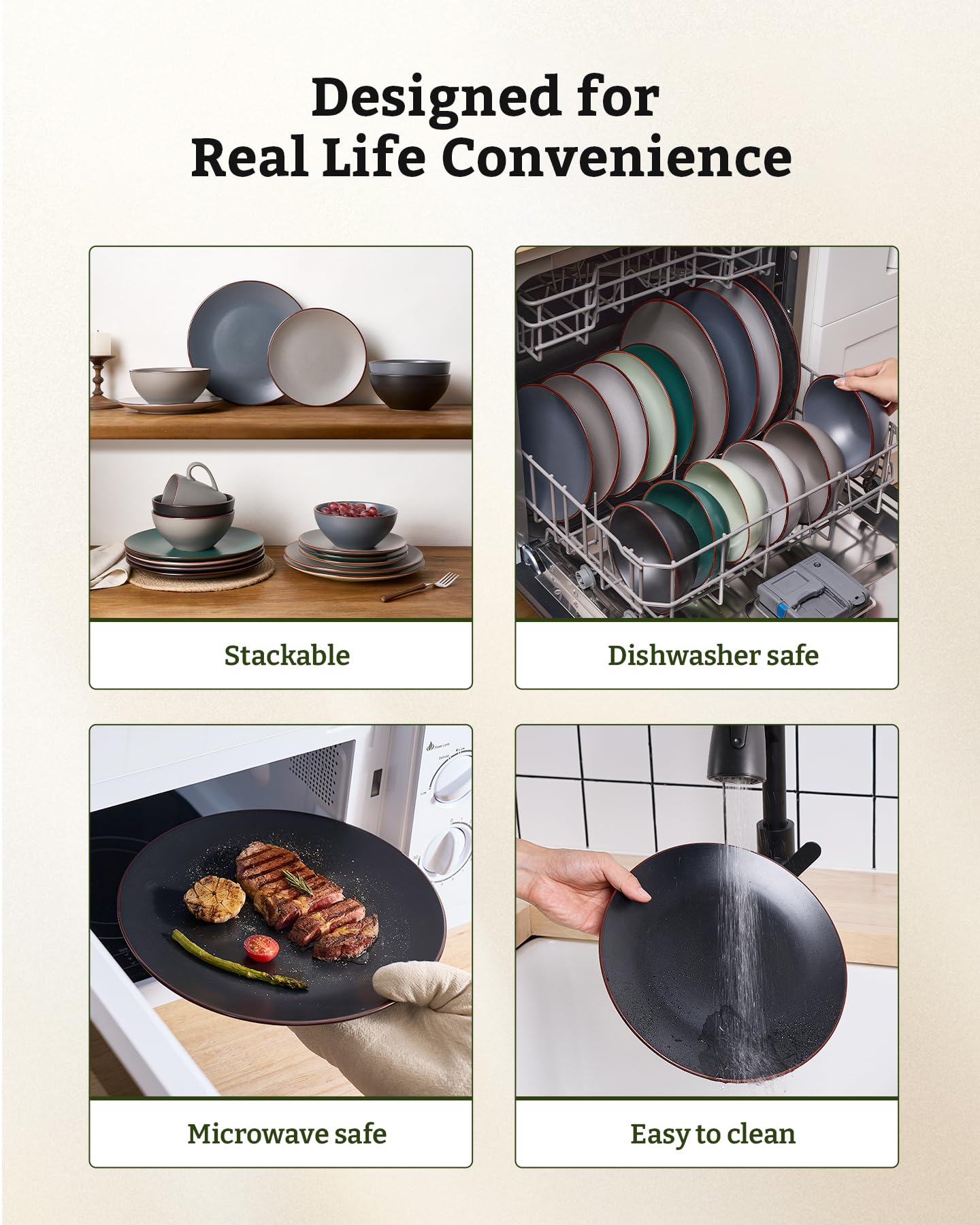 Famiware Venus dishwasher-microwave-safe label on durable stoneware.