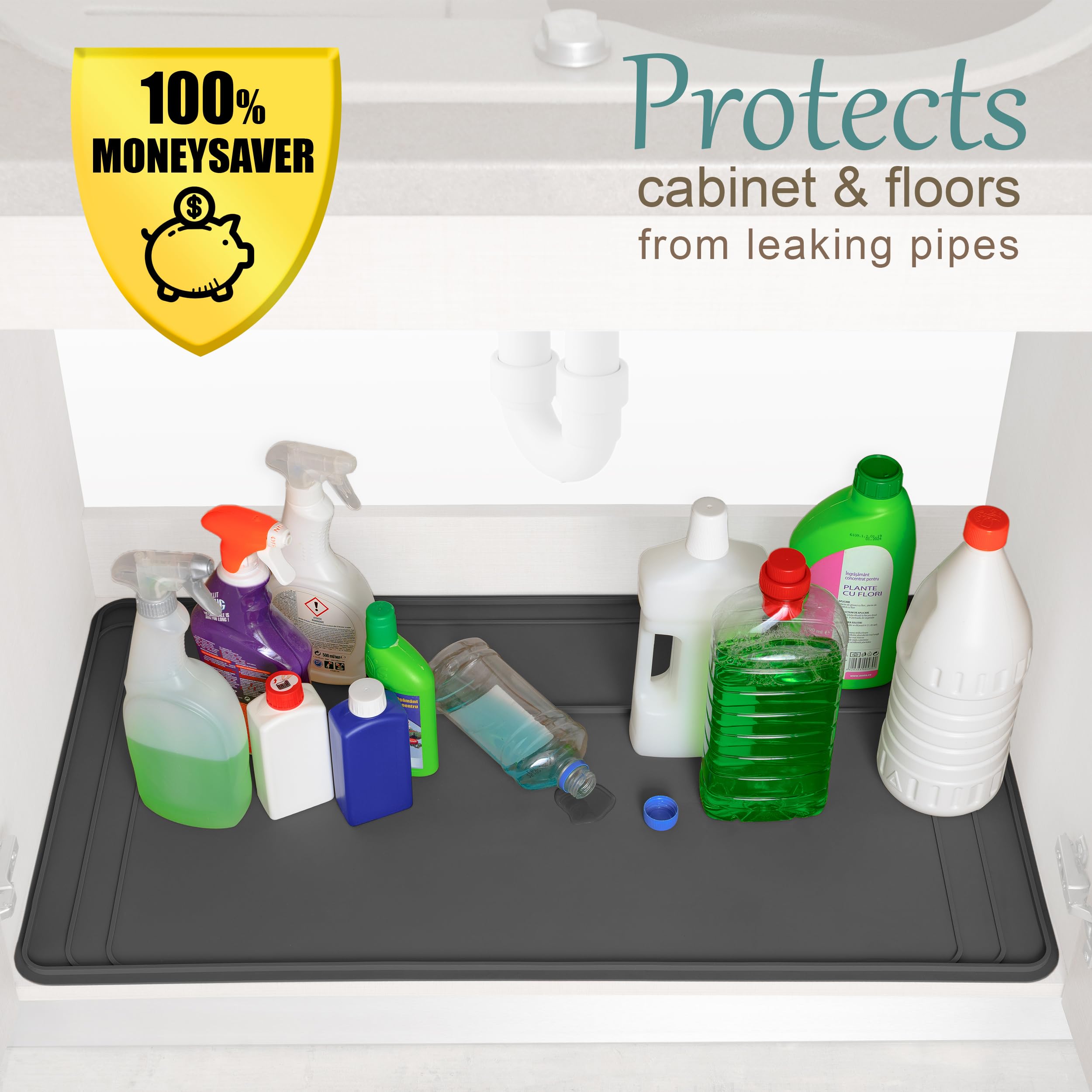 Famous Dino easy-clean silicone mat resists stains and wipes clean quickly.