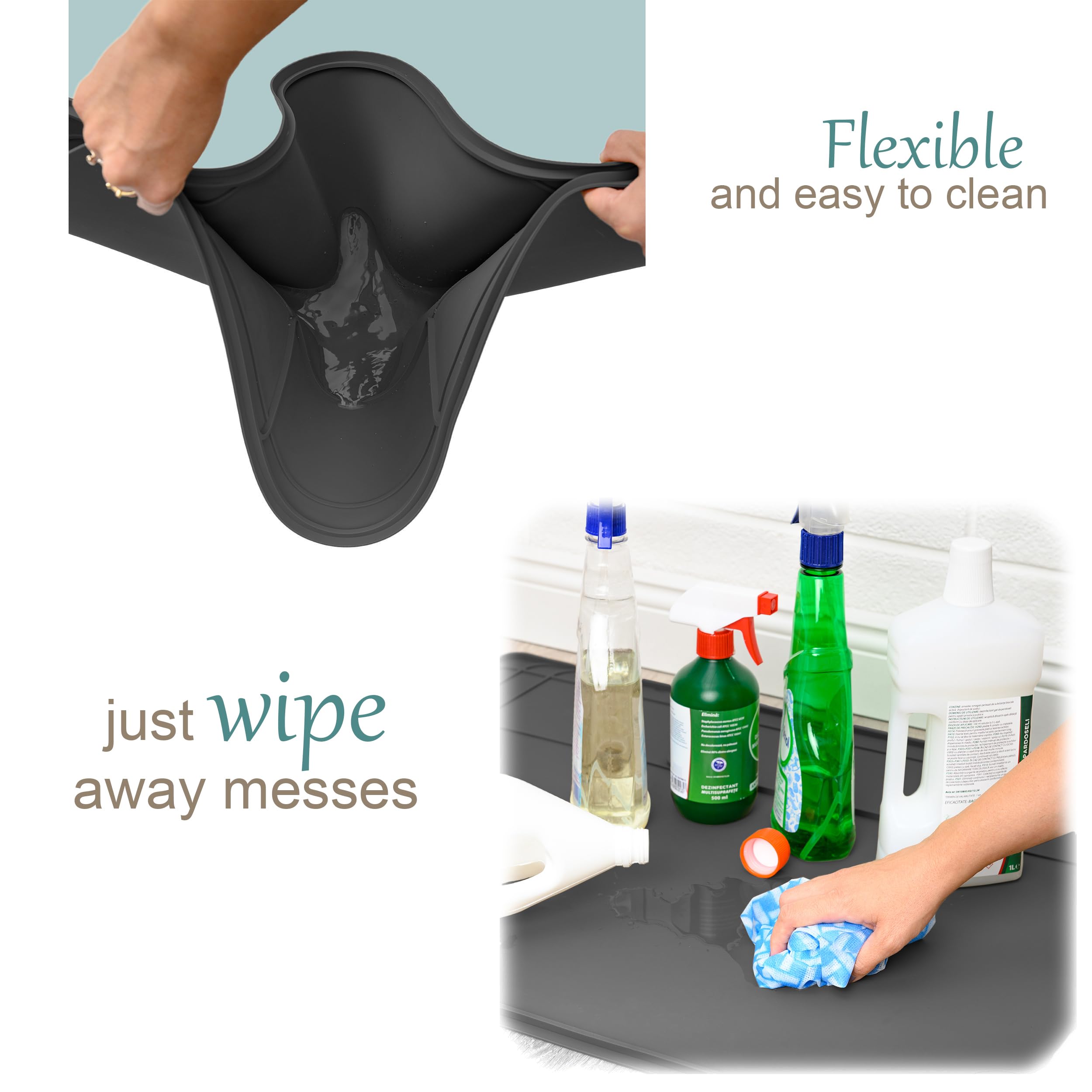 Famous Dino multipurpose liner doubles as cabinet protection and spill catcher.