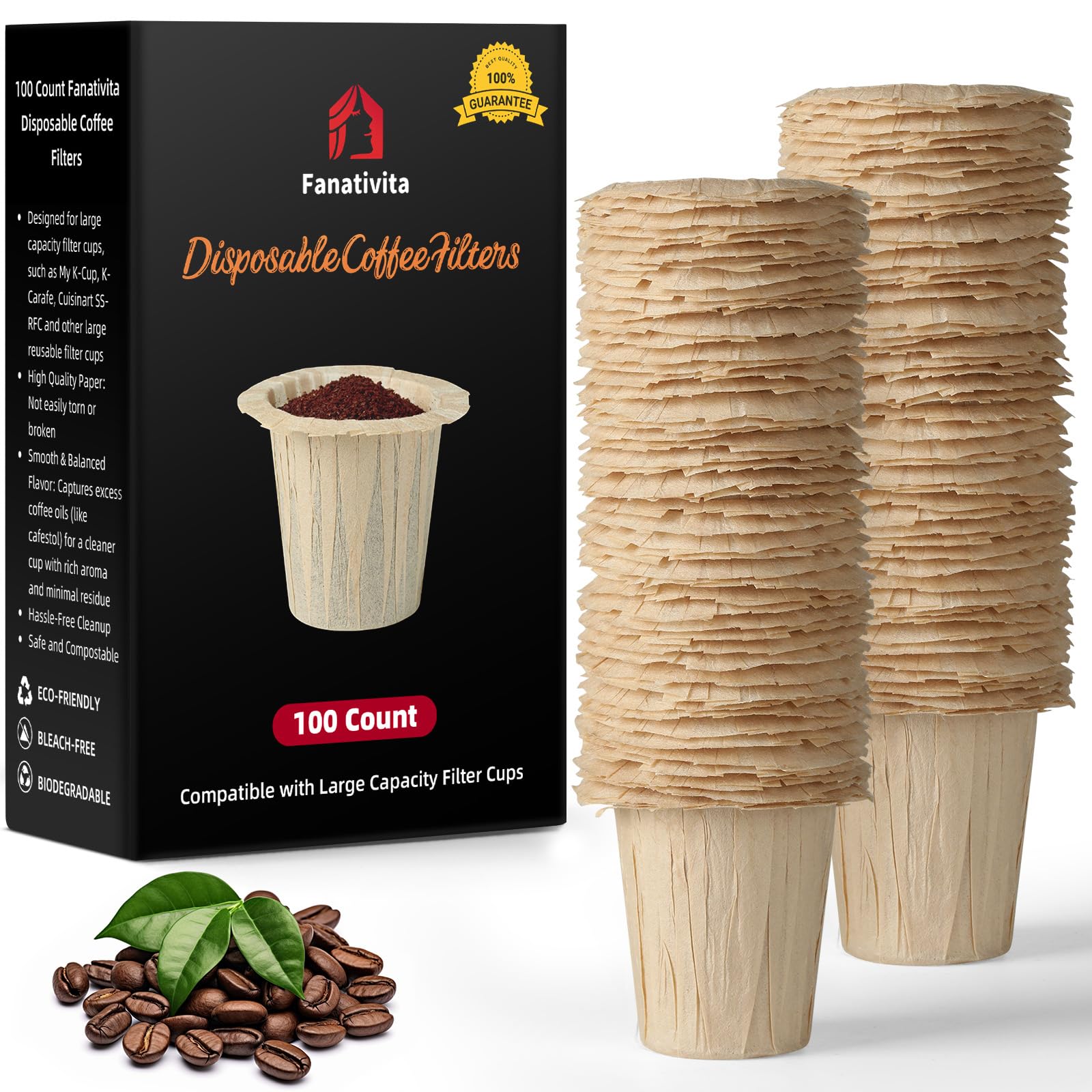 Fanativita disposable filters for large K-Cup cups with easy cleanup