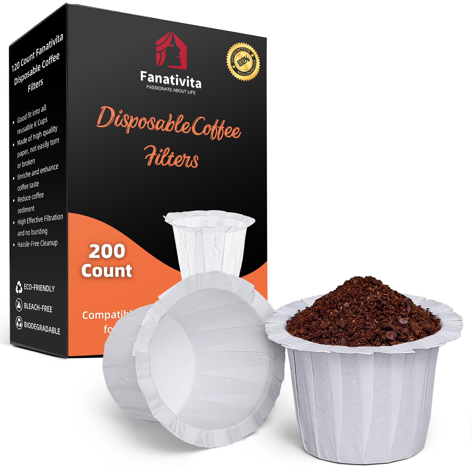 Fanativita K Cup filters disposable white compatibility for easy, mess-free brewing.
