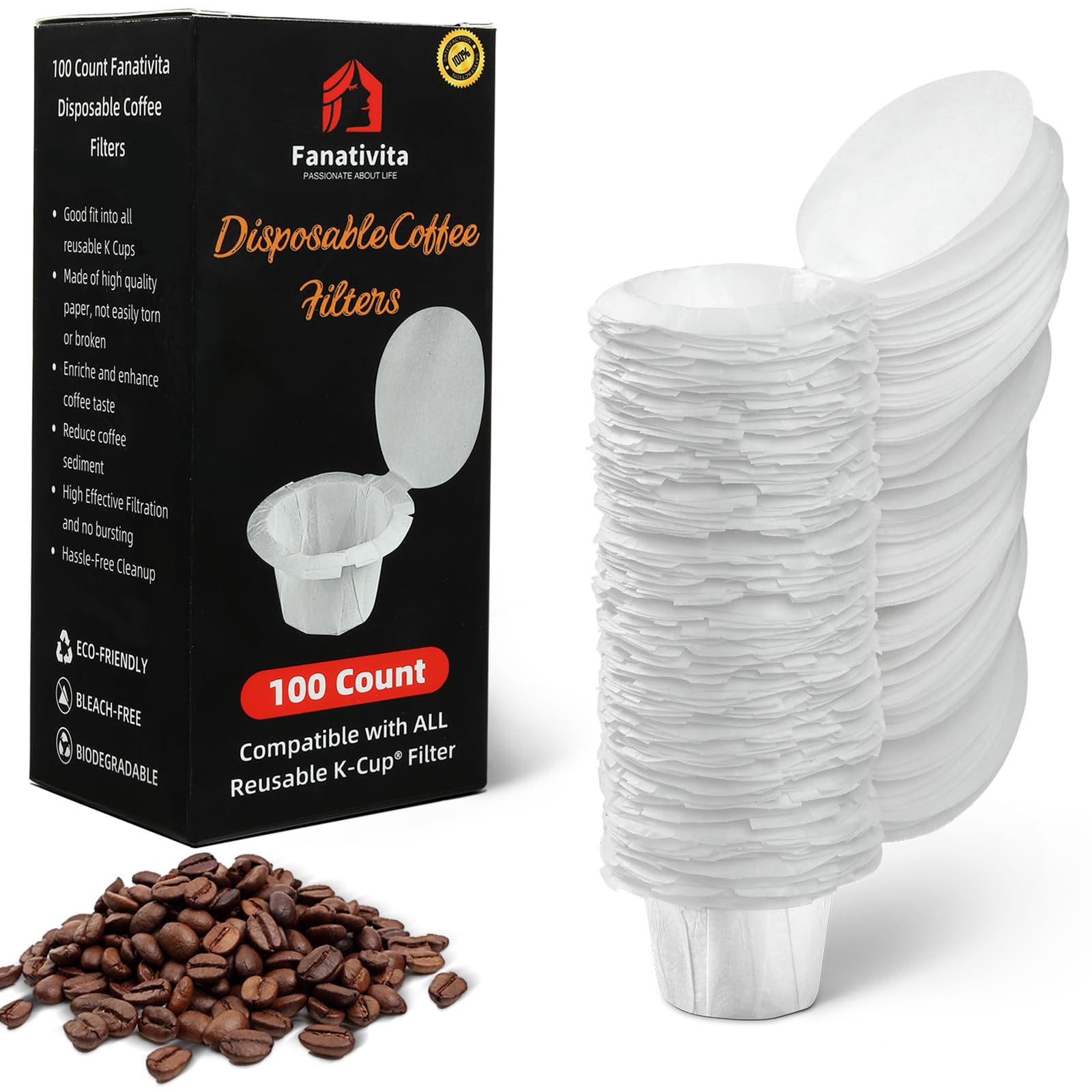Fanativita K Cup filters with genius lid design for mess-free disposal and quick cleanup.