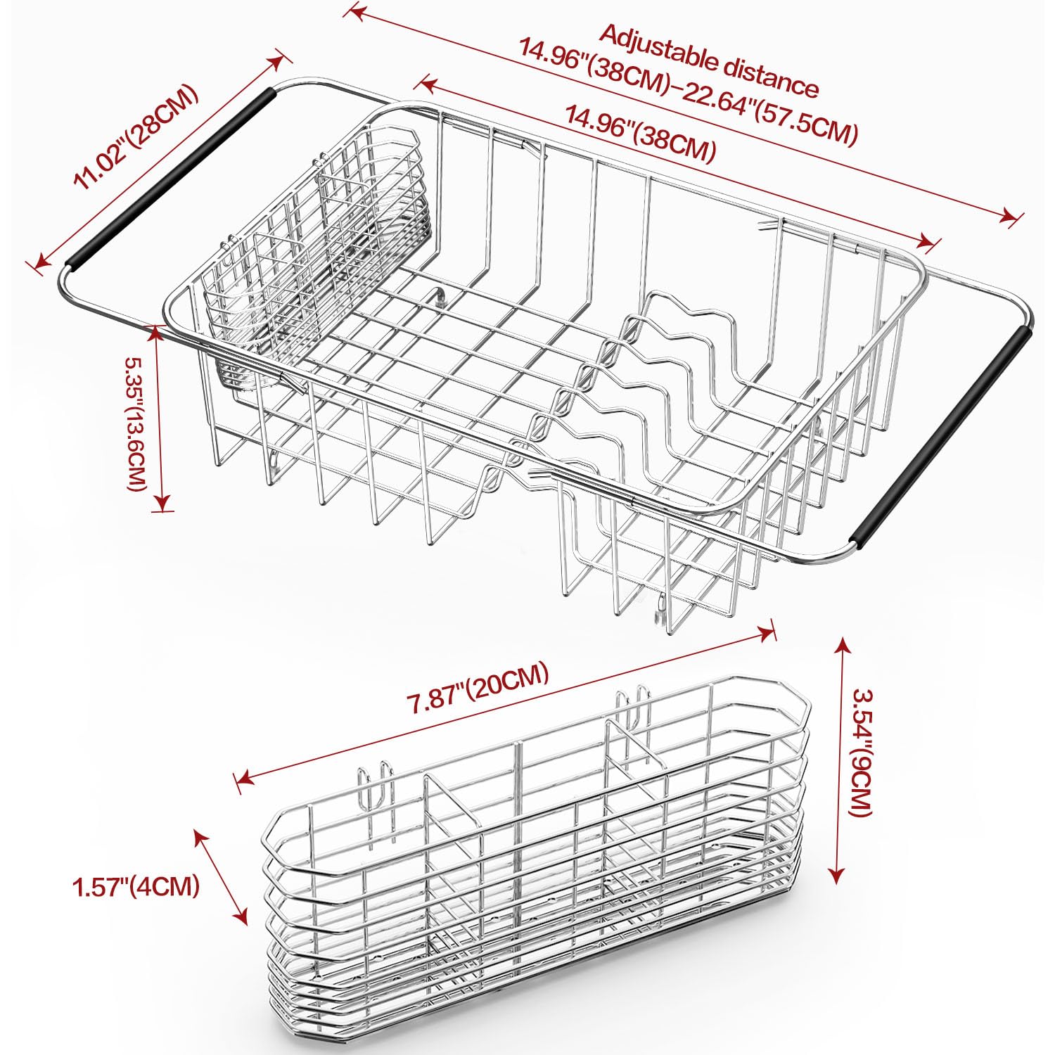 Fanbsy 304 stainless steel dish rack close-up highlighting rustproof durability.