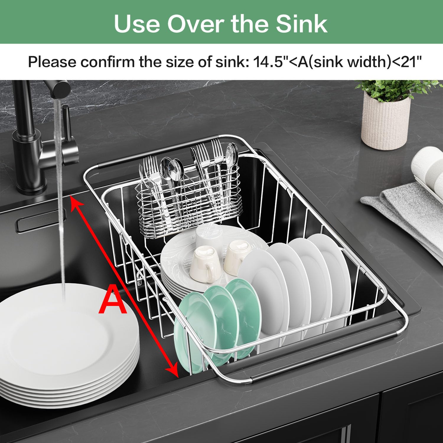 Fanbsy 304 stainless steel silverware holder keeps utensils organized and dry.