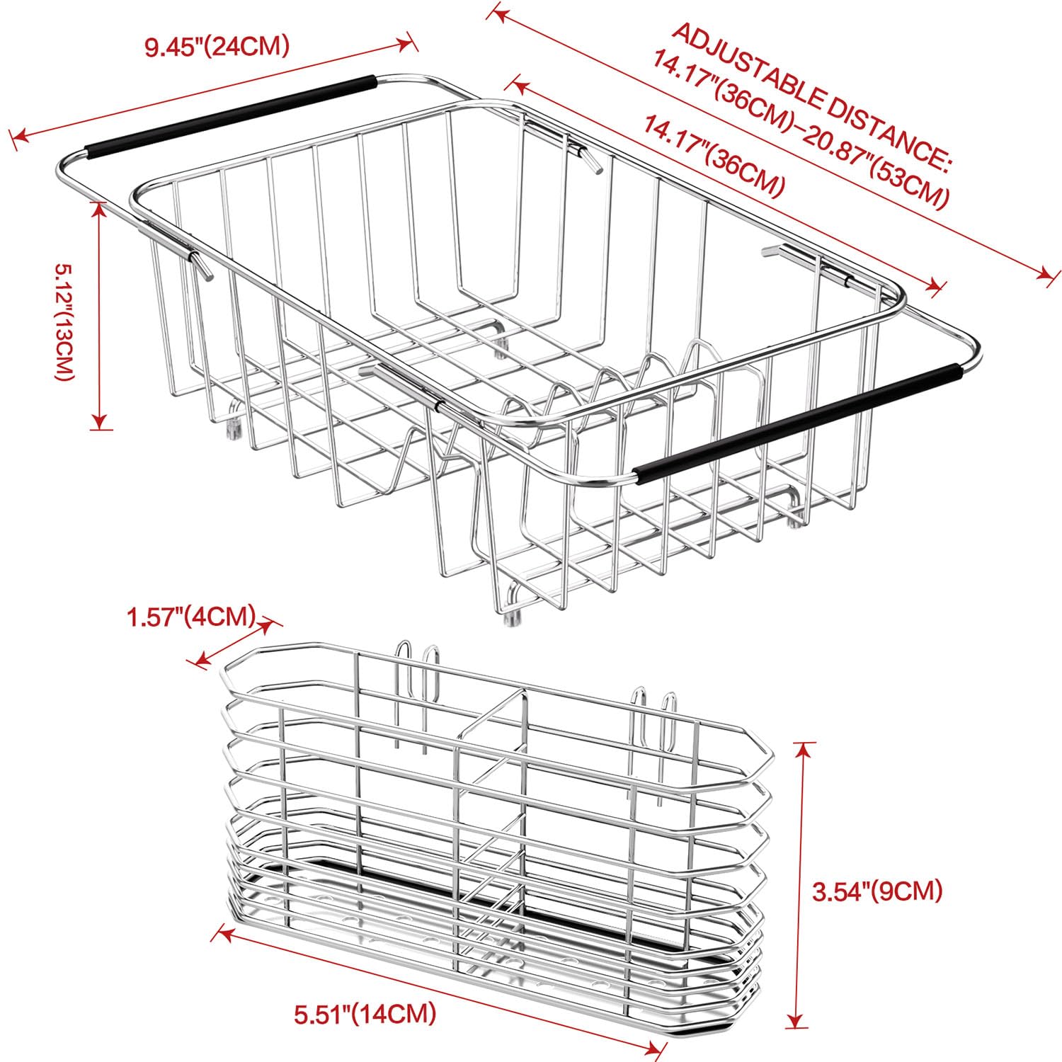 Fanbsy adjustable dish rack arms extend to fit most sinks securely.