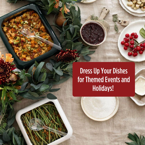 Clear lid keeps pests away while you serve at picnics or potlucks.