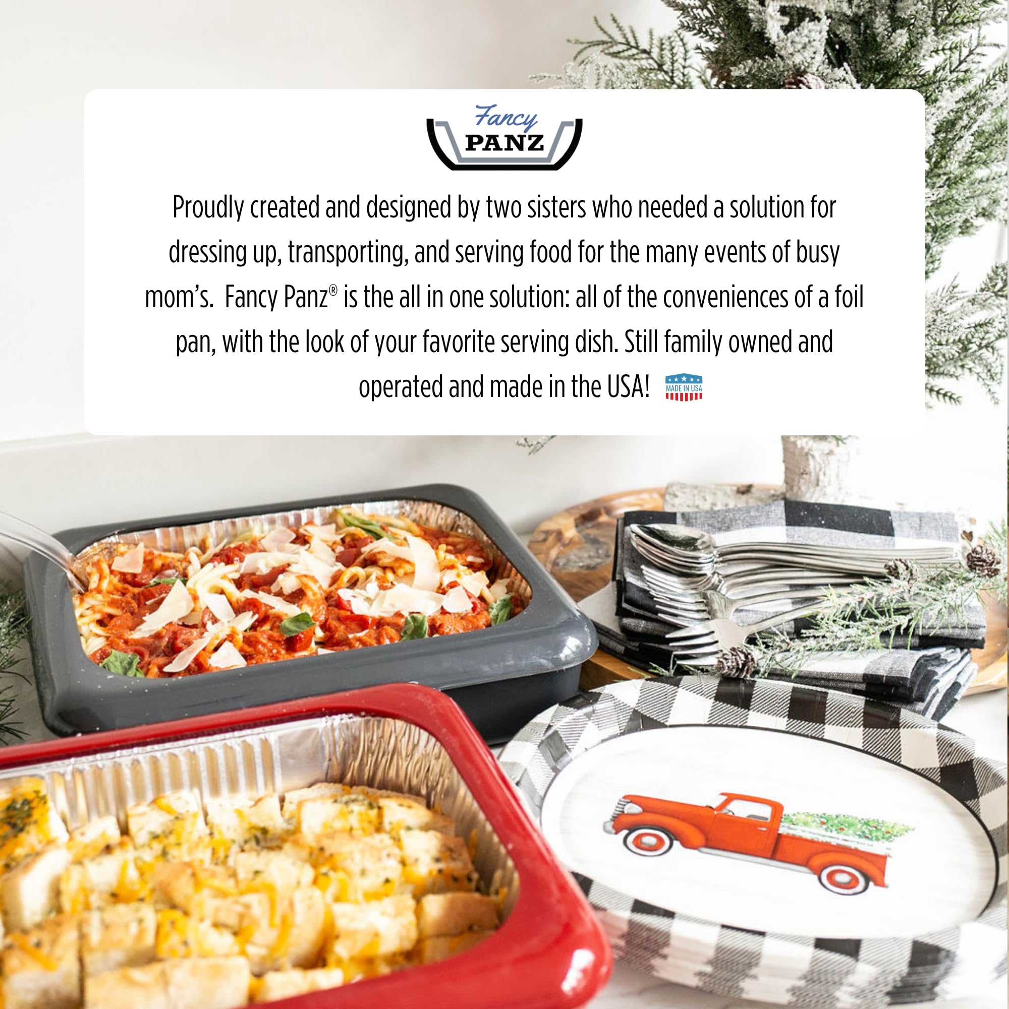 Fits most 9x13x2 inch pans for versatile hosting.