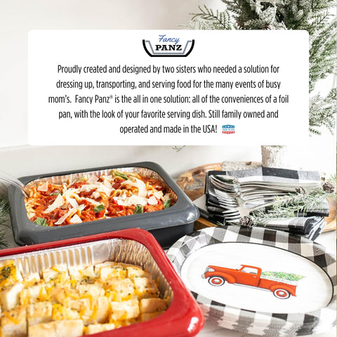 Fits most 9x13x2 inch pans for versatile hosting.