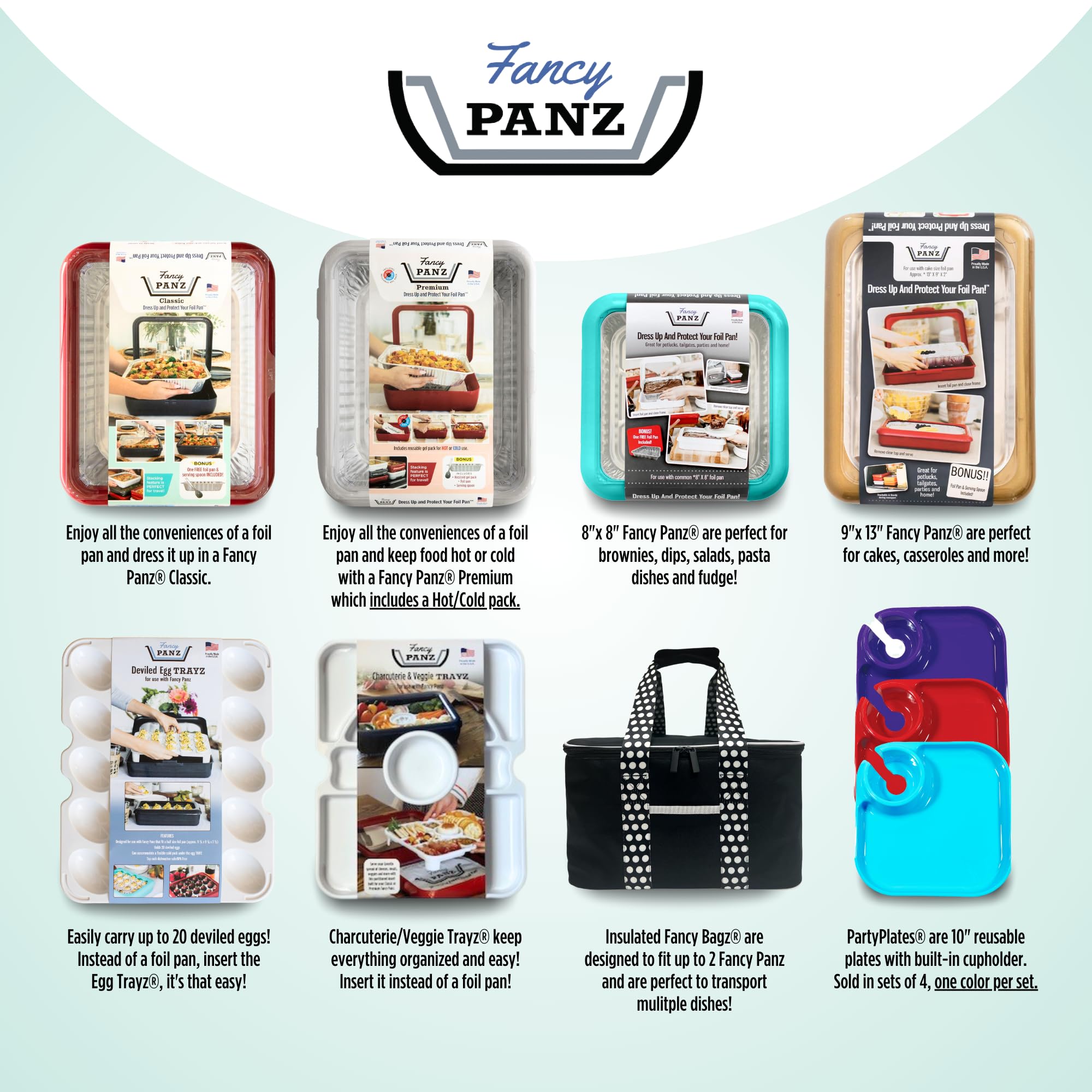 Elevated presentation for casseroles, desserts, and salads with Fancy Panz