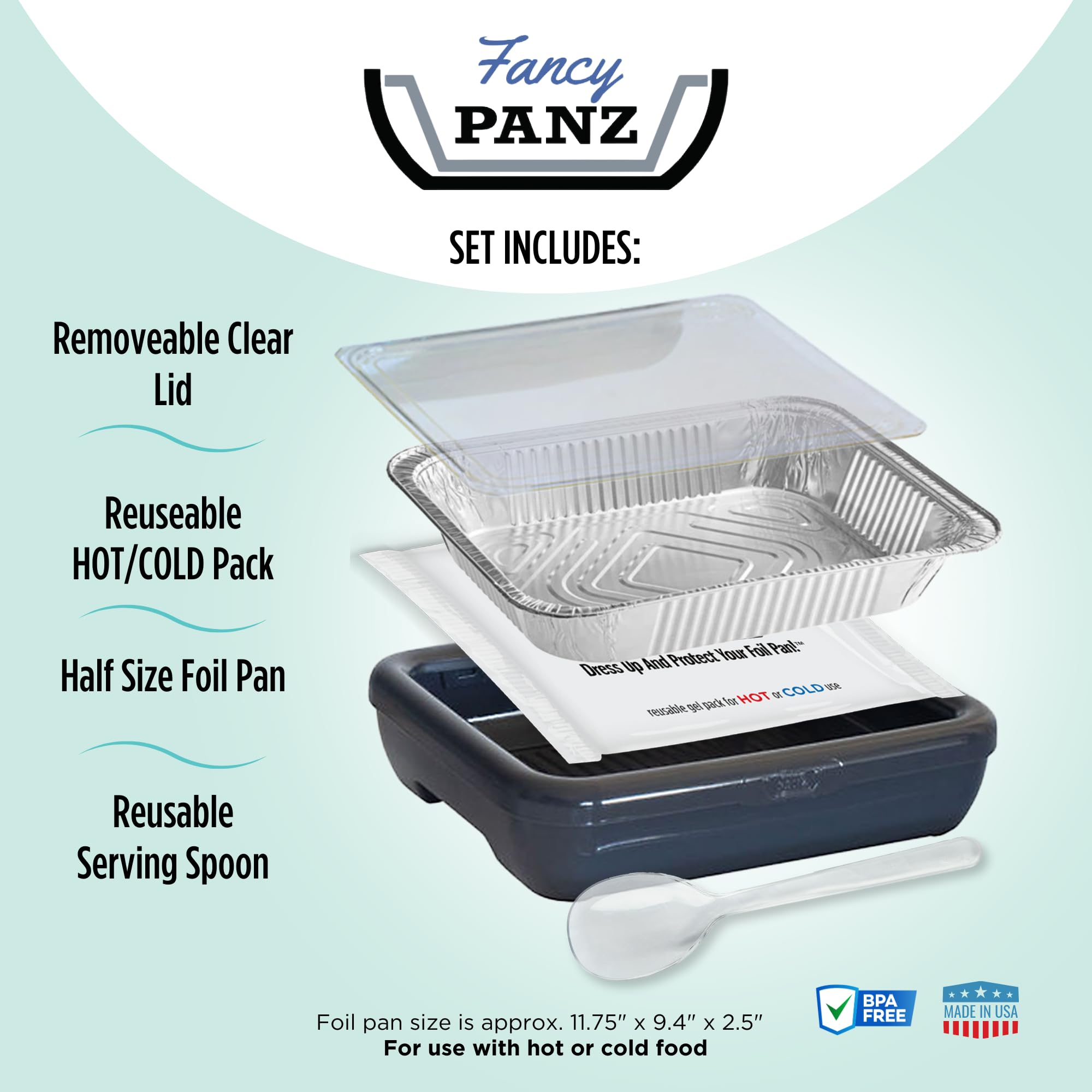 Fancy Panz frame-insert ready to transform a foil pan into a serving tray.