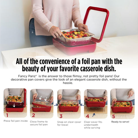 Fancy Panz lid closed demonstration keeps pests away during serving.