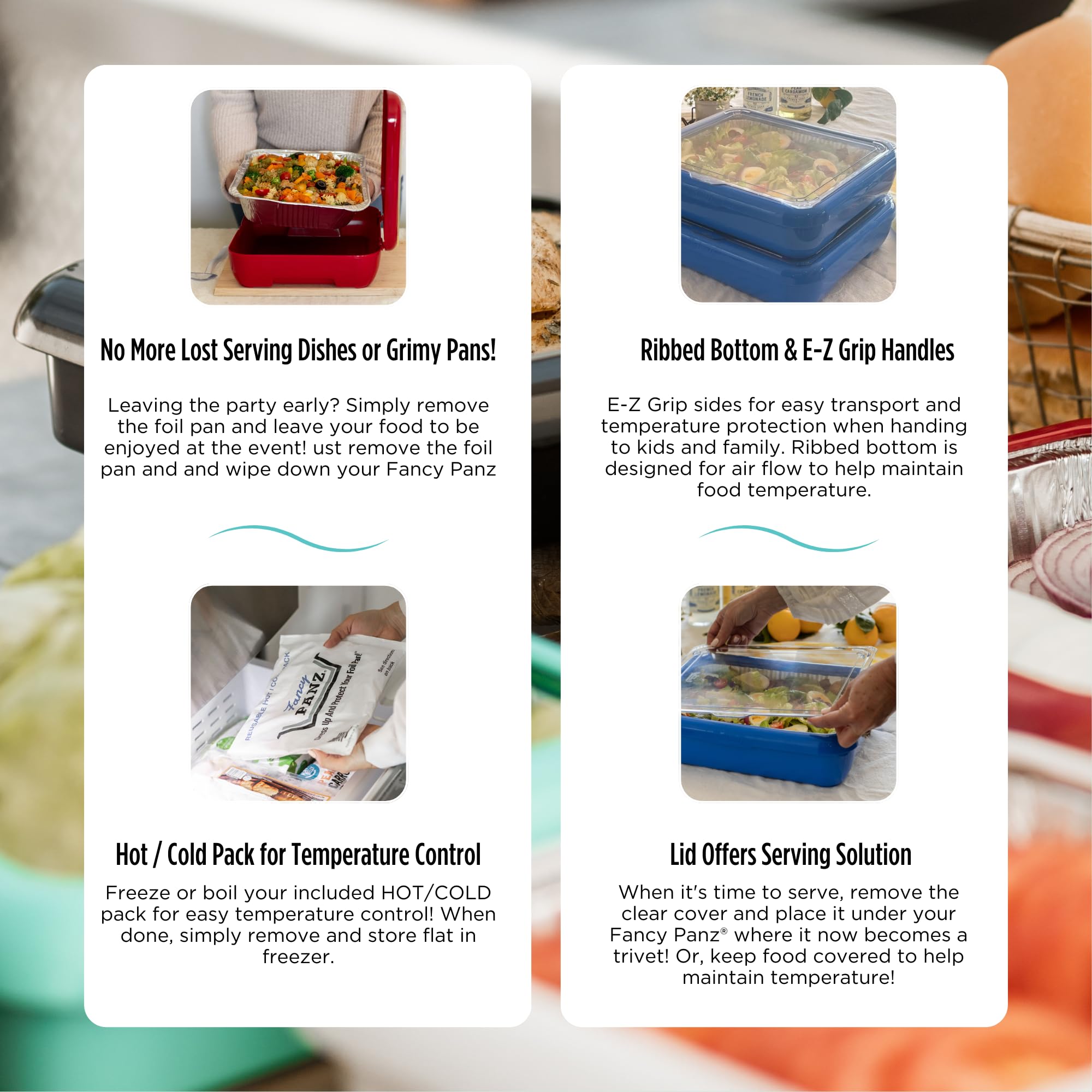 Fancy Panz serving spoon included adds convenience when dishing up at events.