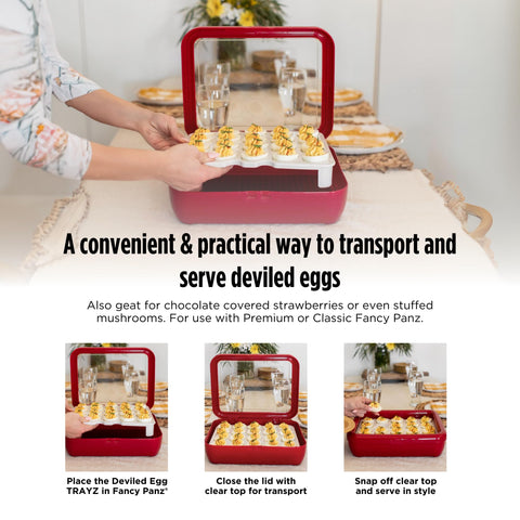 Fancy Panz Stackable tray saves space at gatherings.