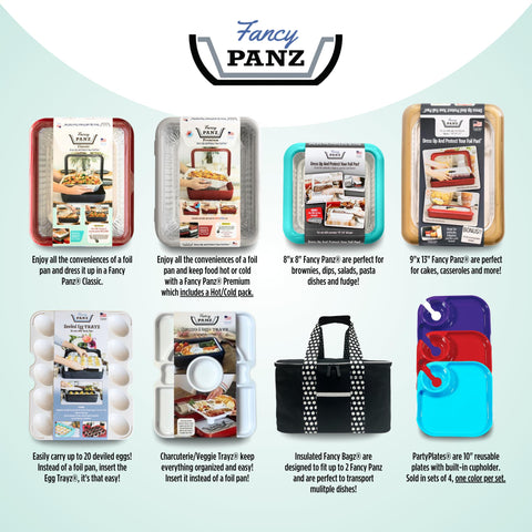 Fancy Panz Thermal-safe lid keeps foods party-ready on the go.