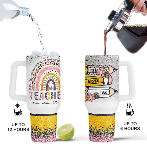 Fancyfams 40 oz set shows clear straw and included tote bag.