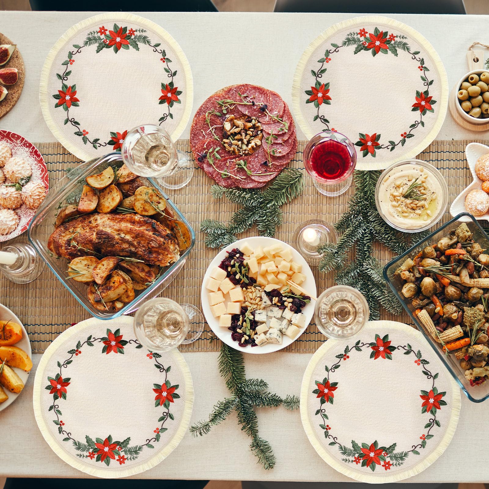 Fanfanwin 38cm diameter placemat fits most dishes with stylish decor.