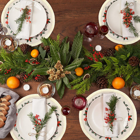 Fanfanwin six-piece placemat set simplifies Christmas table styling.