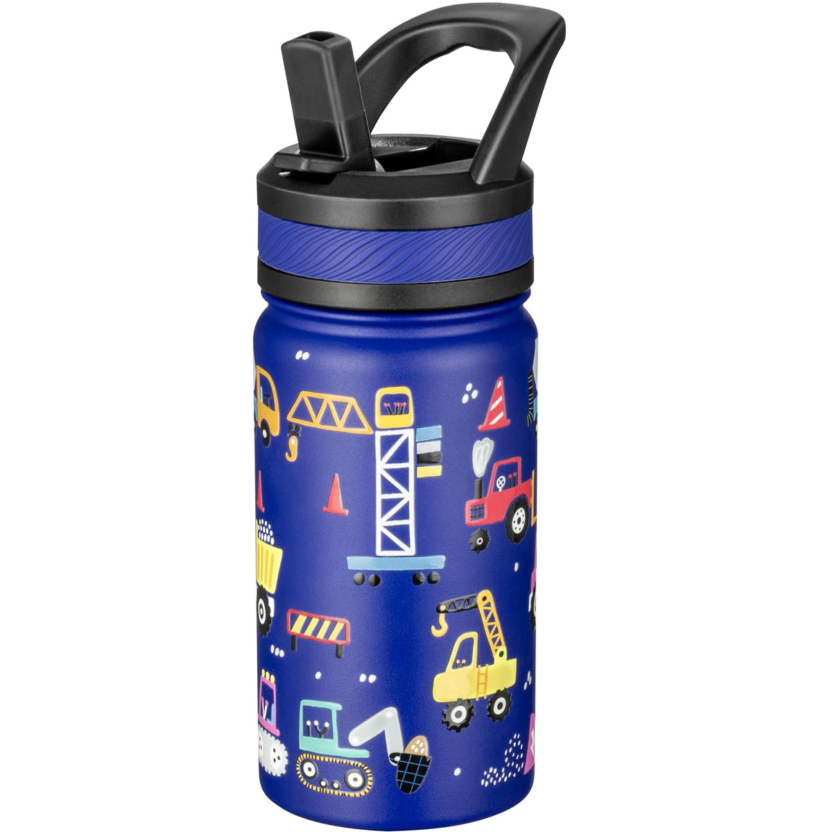 Fanhaw 14oz kids bottle with blue straw lid for spill-free sipping during activities.