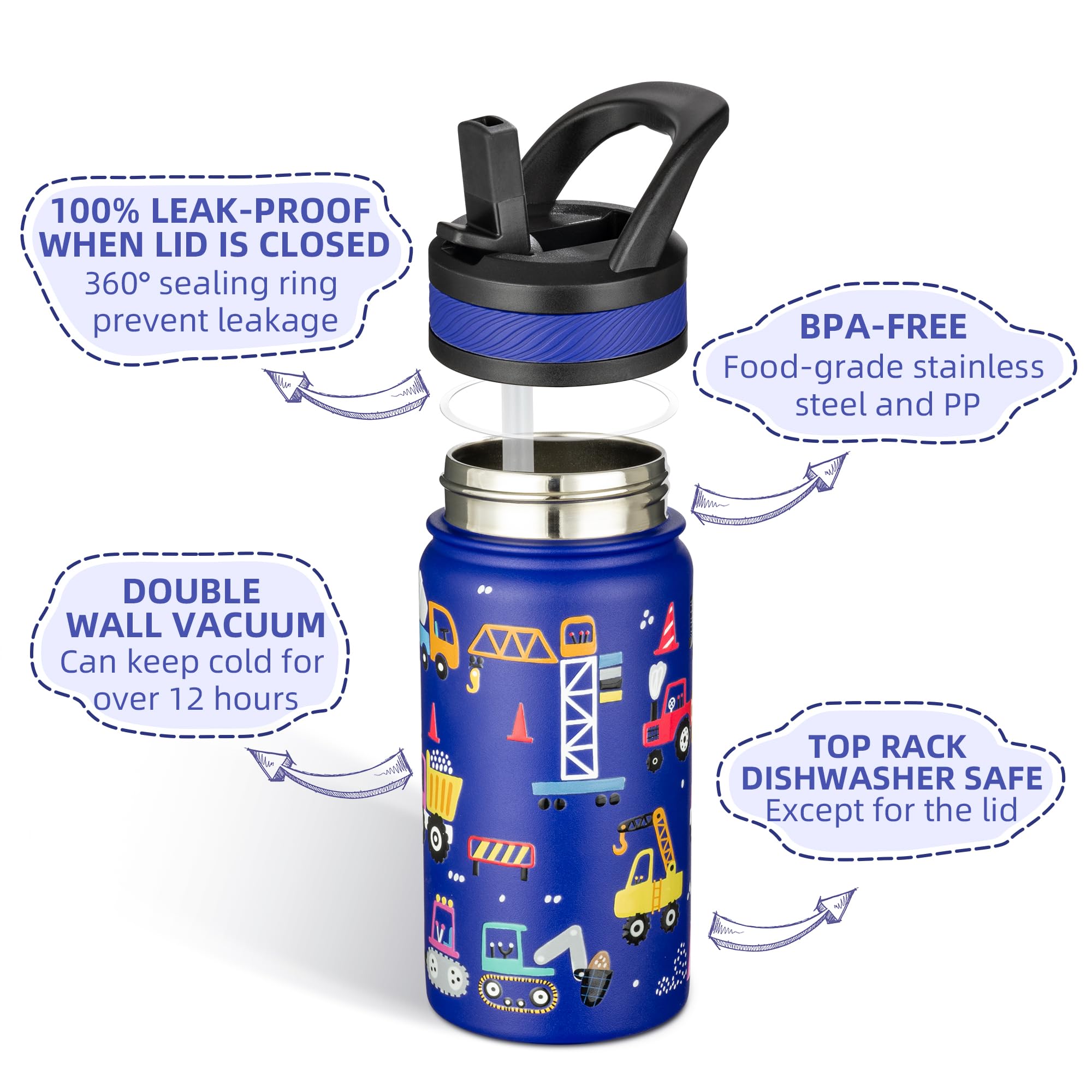 Fanhaw stainless steel double-wall bottle keeps drinks cold for hours.