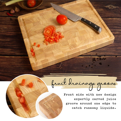 FANICHI cutting board shows comfortable inner handles for easy transport.