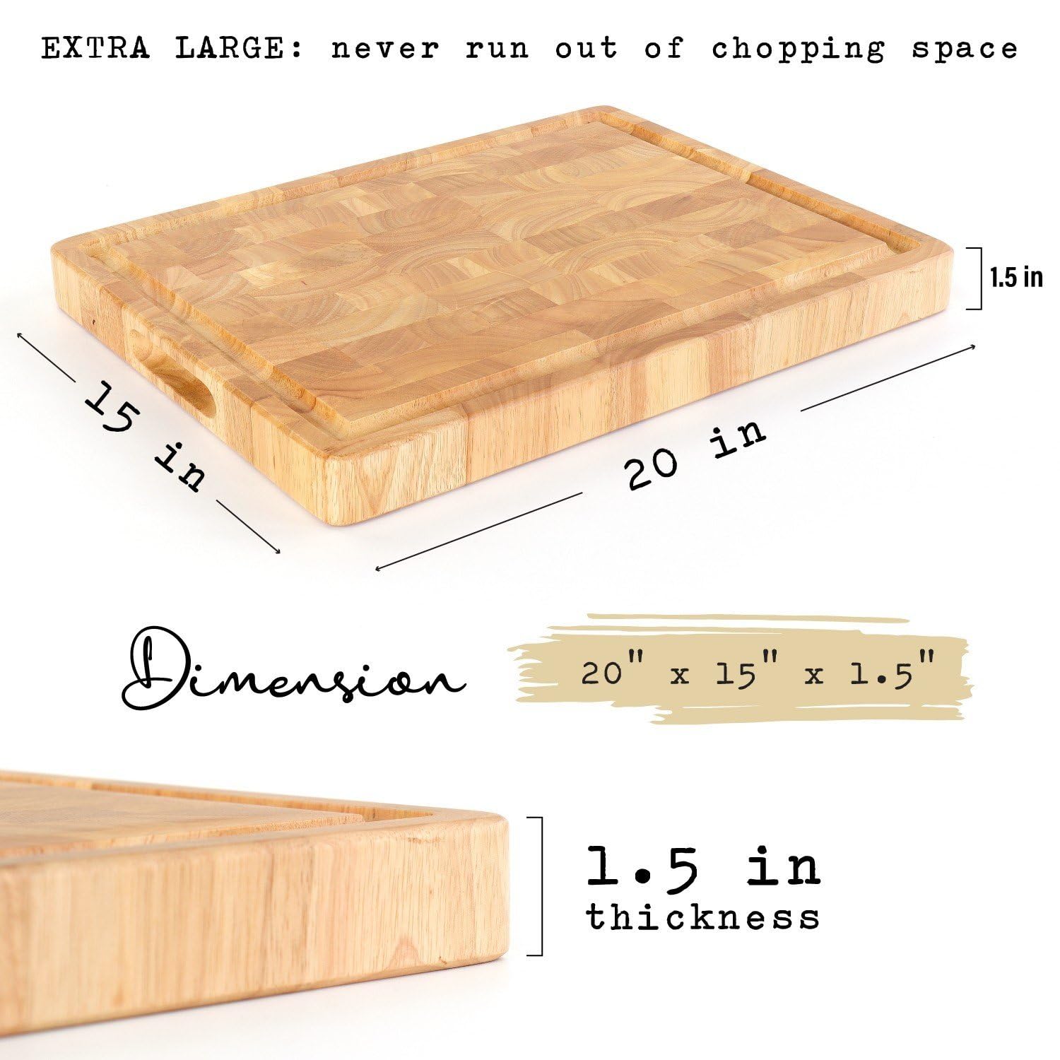 Knife-friendly end grain surface on the FANICHI board.