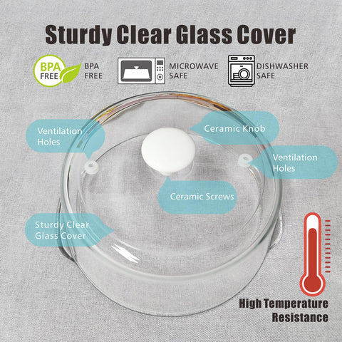 FANQIEW BPA-free splatter cover with ceramic knob; safe handling.