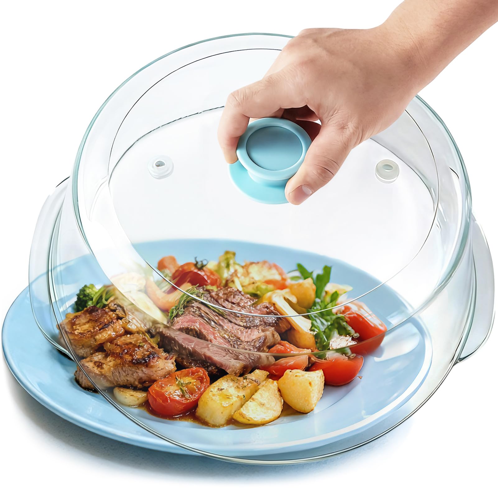 FANQIEW glass microwave splatter cover in 10-inch size for mess-free heating