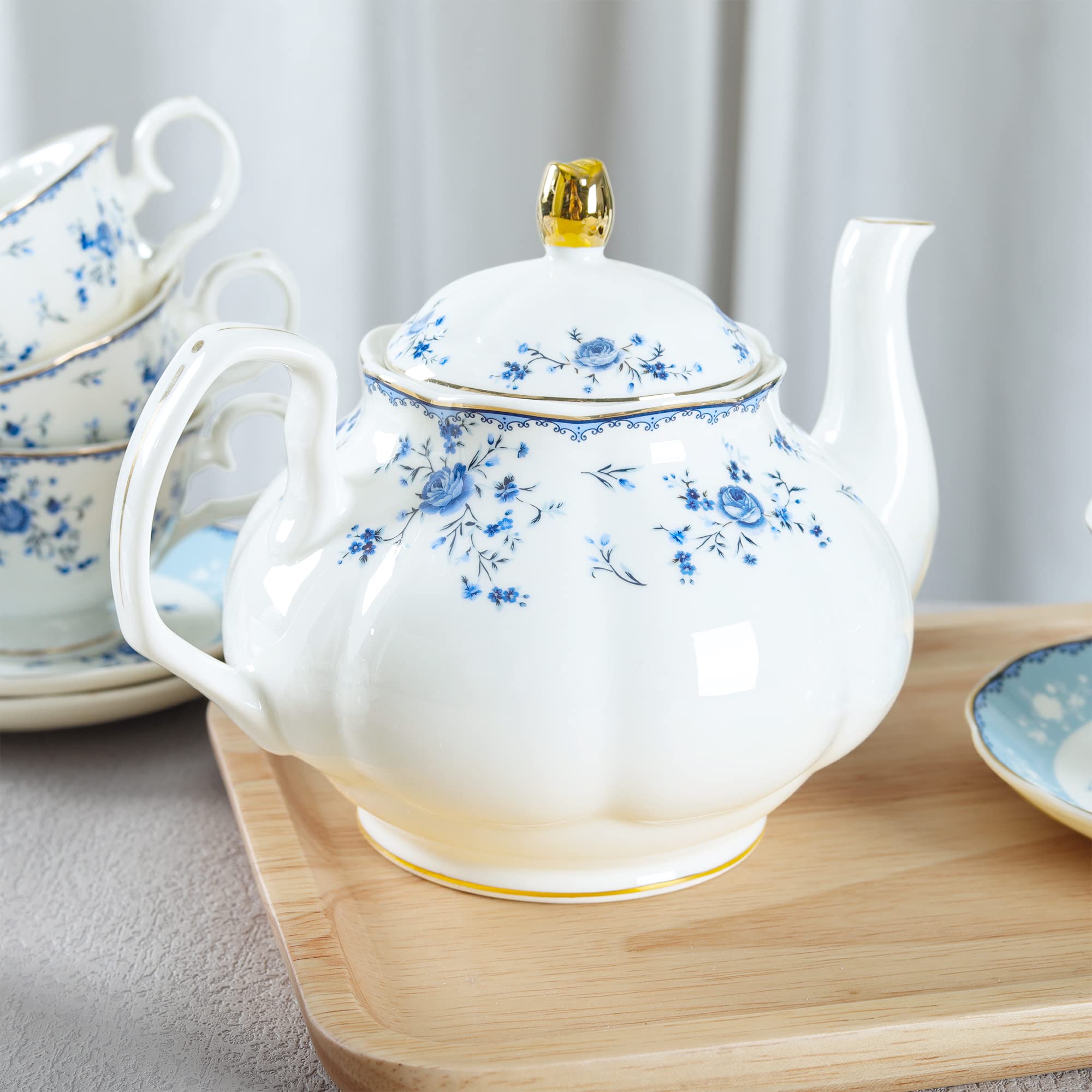 Fanquare blue rose milk jug adds convenient serving for tea and coffee