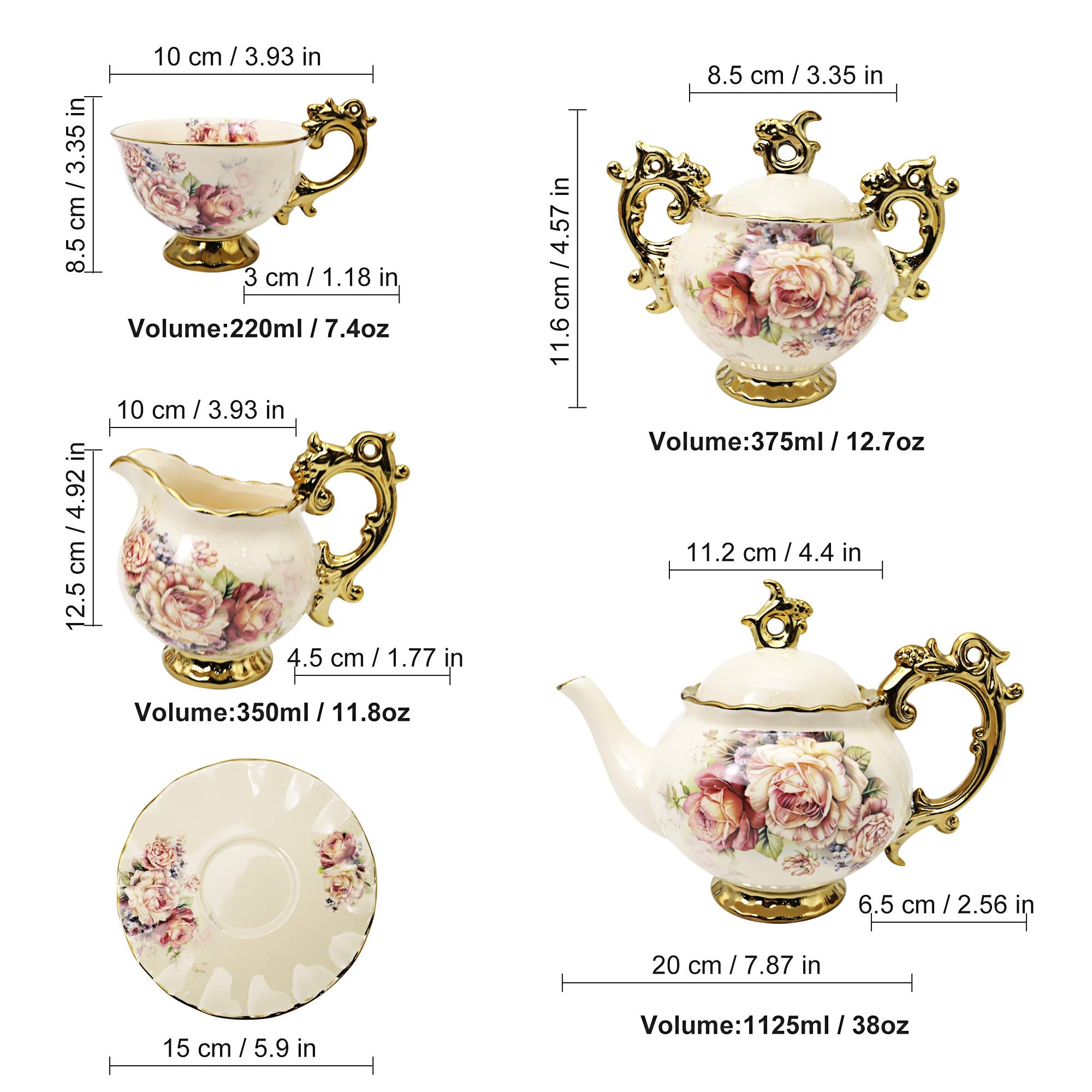 Fanquare floral tea set display, an elegant centerpiece for decor and events