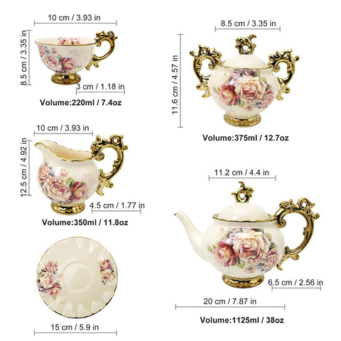 Fanquare floral tea set display, an elegant centerpiece for decor and events