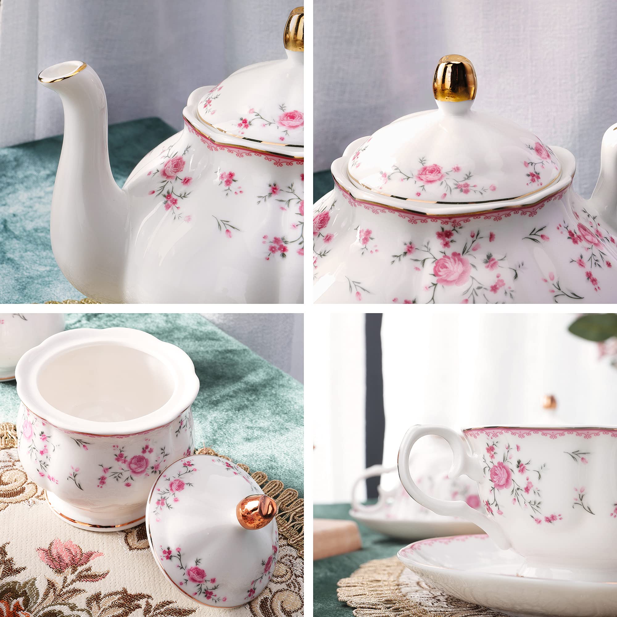 Fanquare pink rose tea cups, ideal for social tea time with friends.