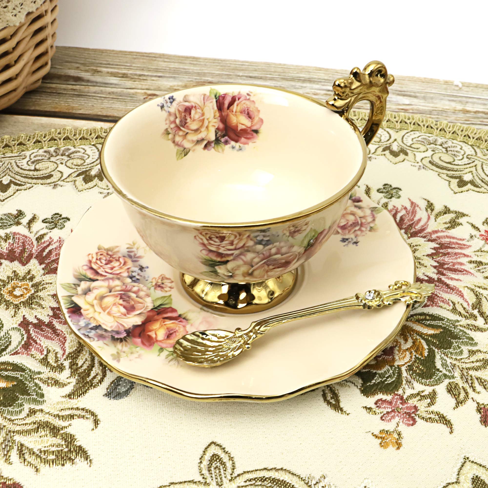 Fanquare six saucers with matching floral design for stable placing