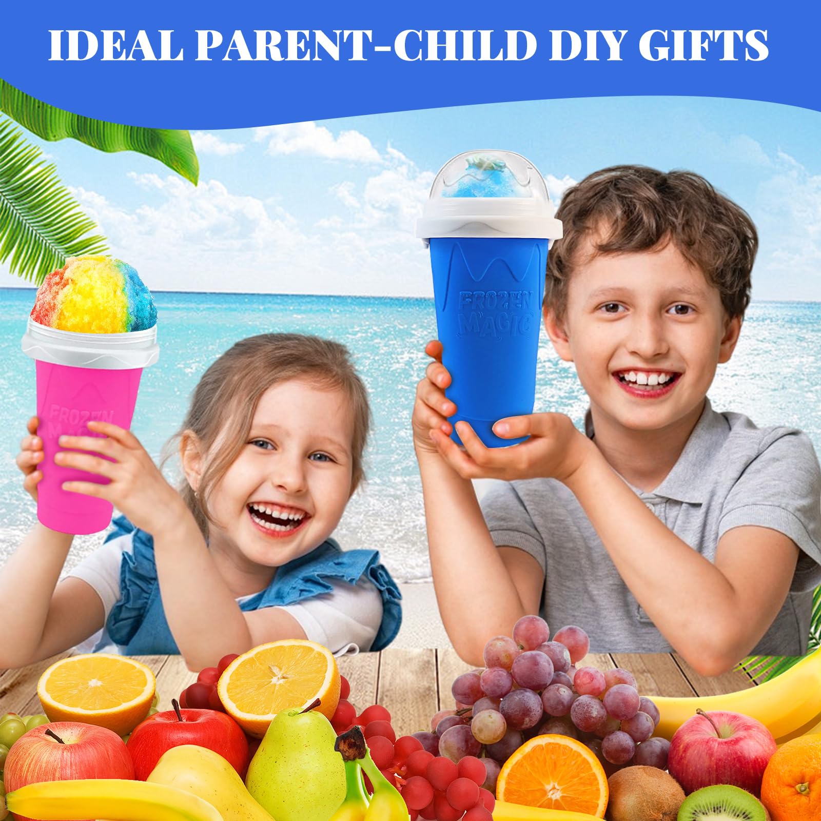 FANS-ONE Slushie Cup with lid and spoon for practicality.