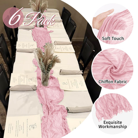FANTEKE table runner on wedding table creates romantic semi-sheer backdrop