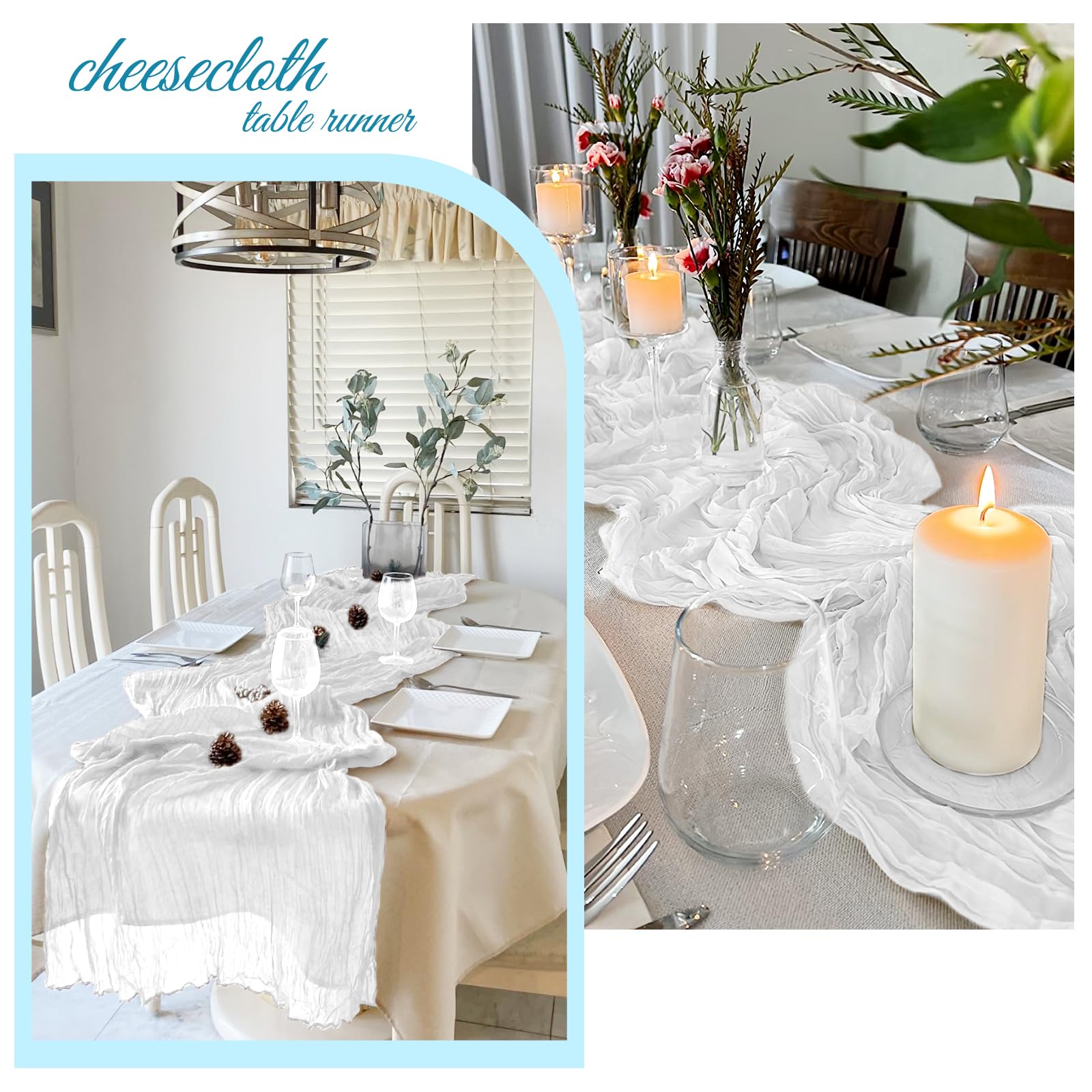FANTEKE semi-sheer table drape enhances ambient lighting and table depth.