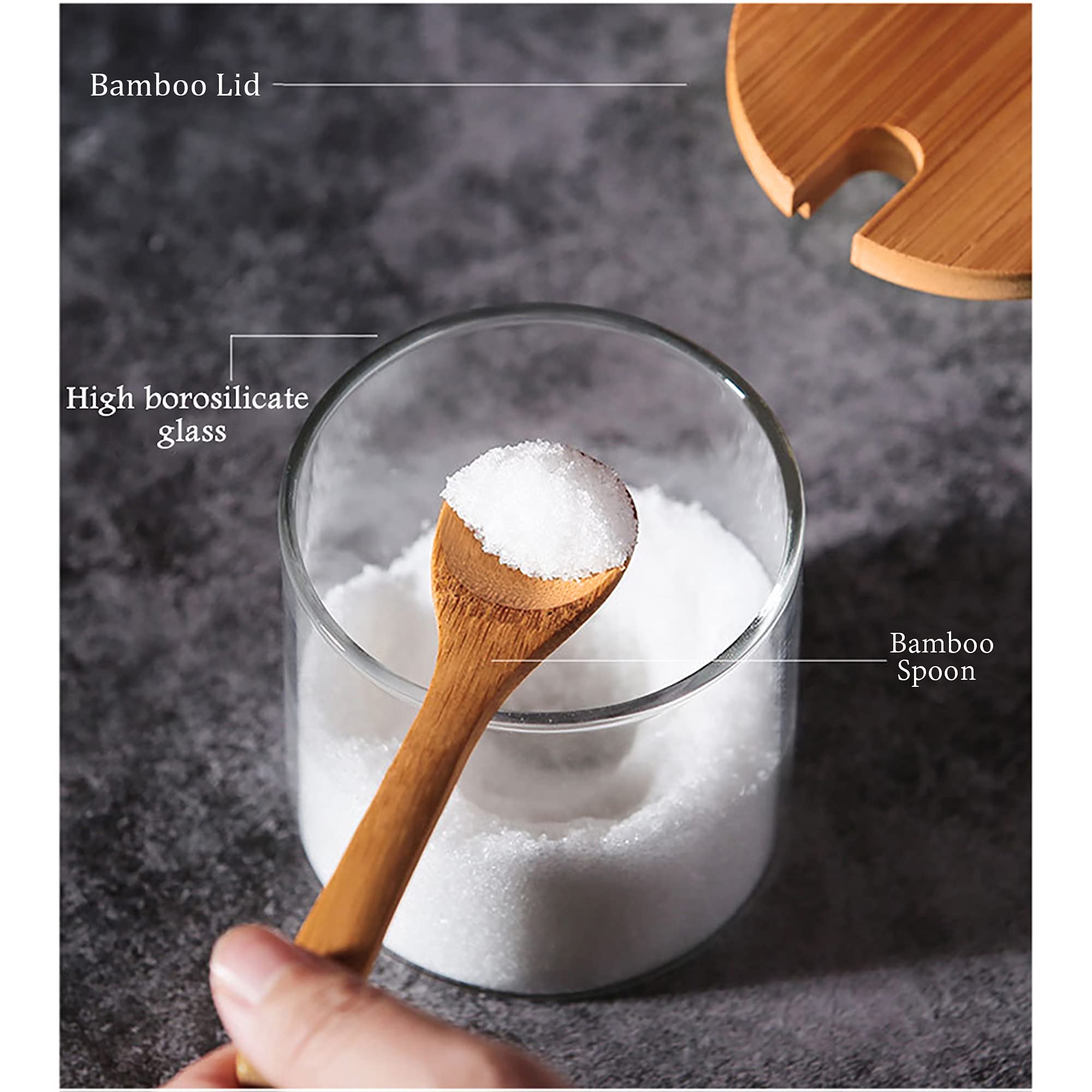 FANTESTICRYAN transparent glass containers help quickly identify salts, sugars, and spices.