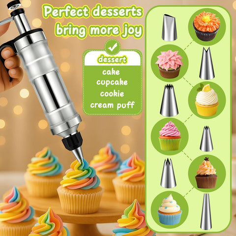 FANTEXY stainless steel nozzles six-pack for versatile piping patterns on cupcakes and cookies