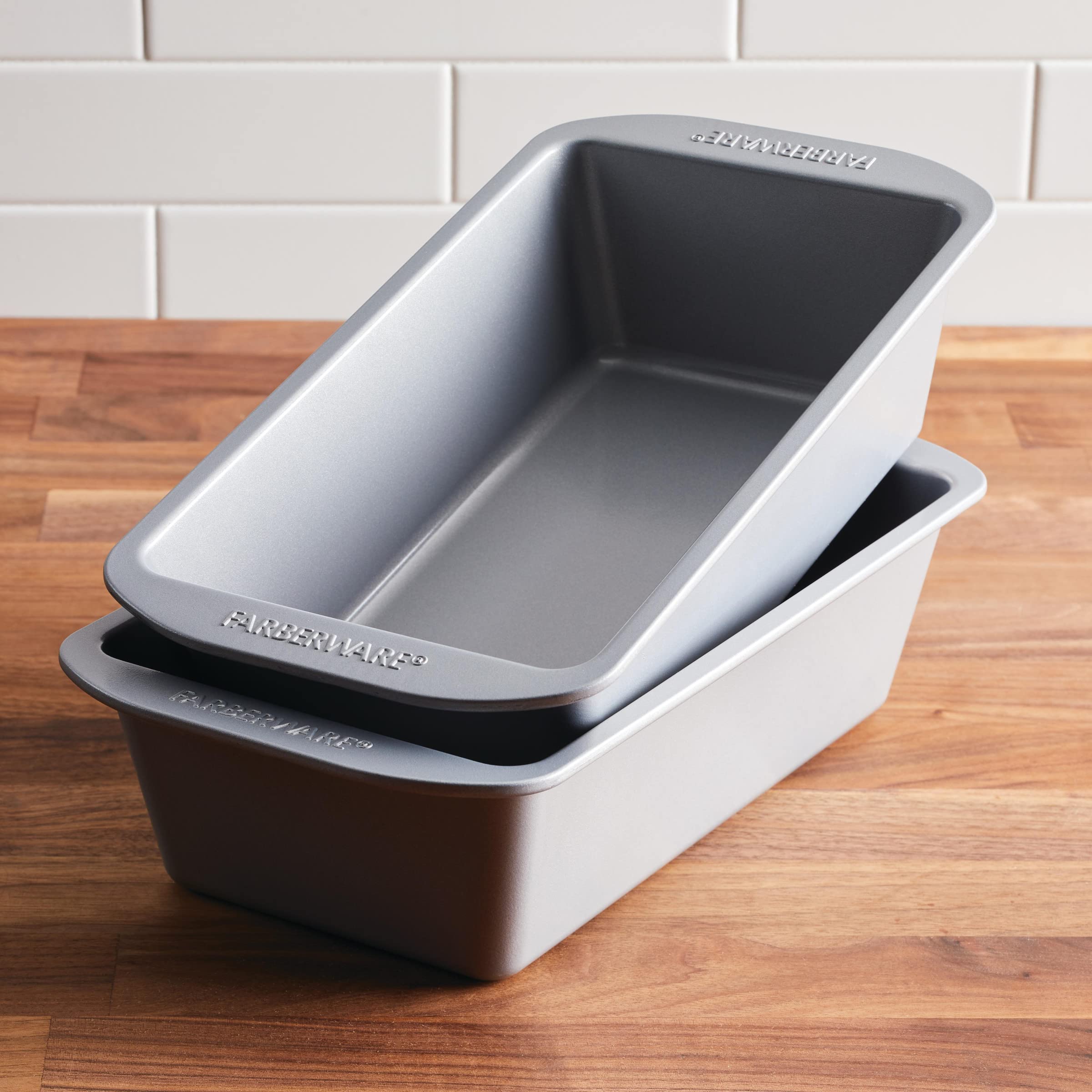 Farberware GoldenBake loaf pan easy cleanup after baking.