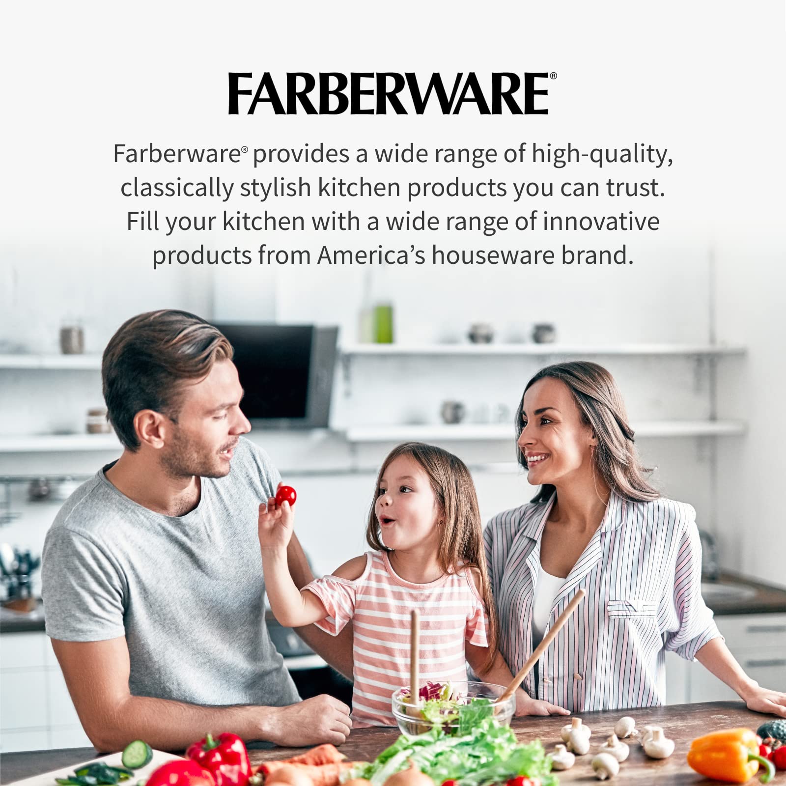 Farberware versatile masher suitable for potatoes, beans, and apples.