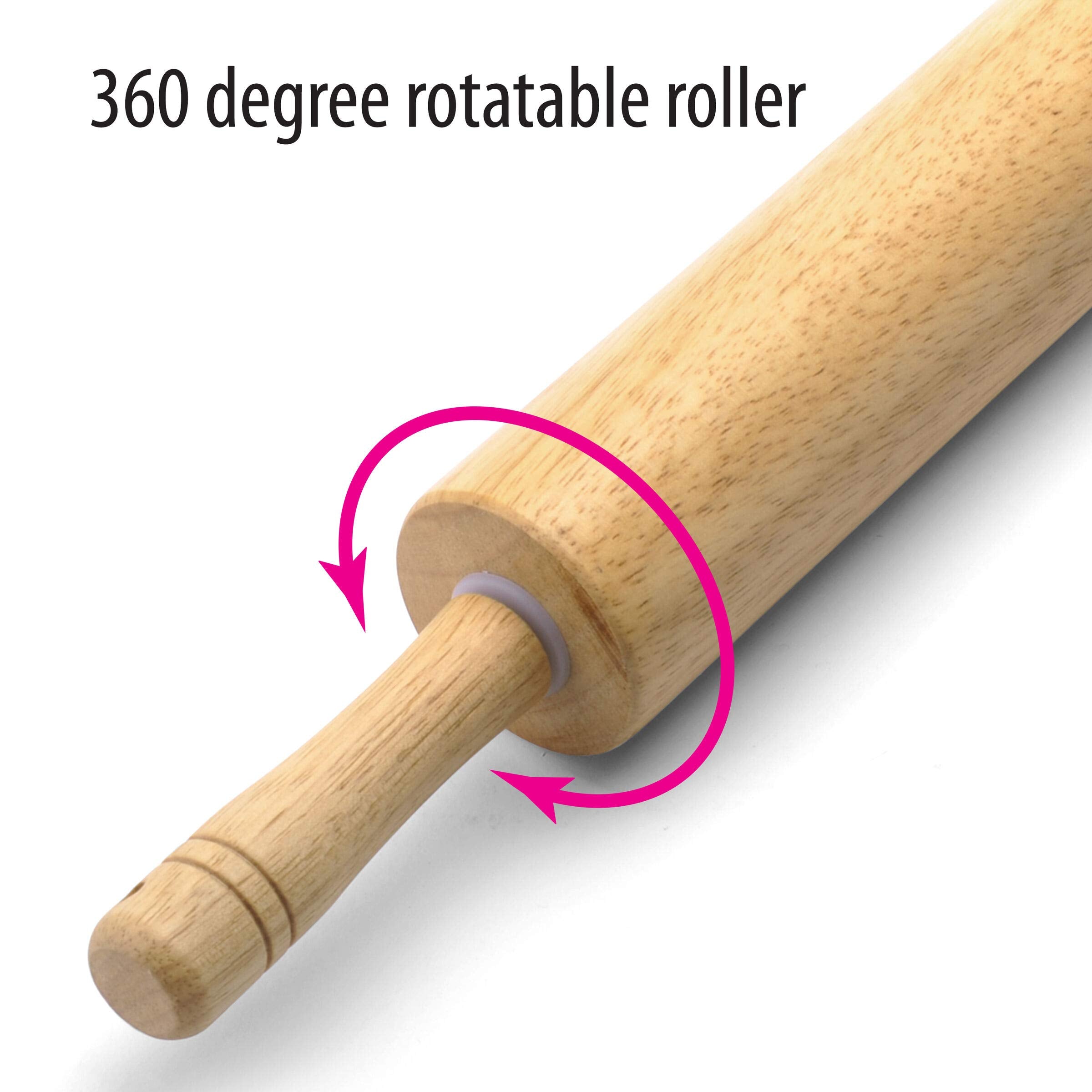 Farberware Classic Wood Rolling Pin rust-proof bearings for effortless dough work