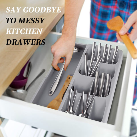 Faridabio kitchen drawer organizer fits standard drawer dimensions.