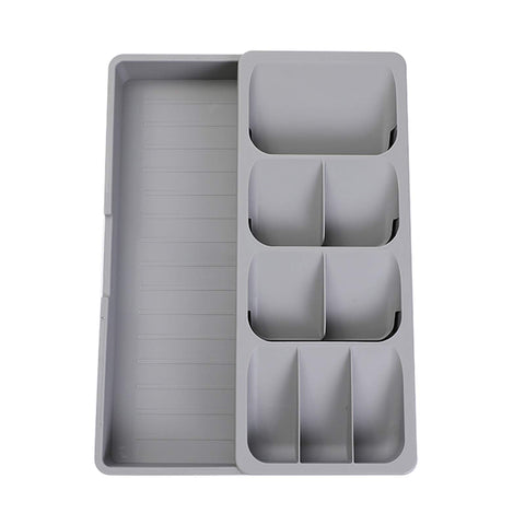 Faridabio silverware organizer tray, neatly organizing a kitchen drawer.