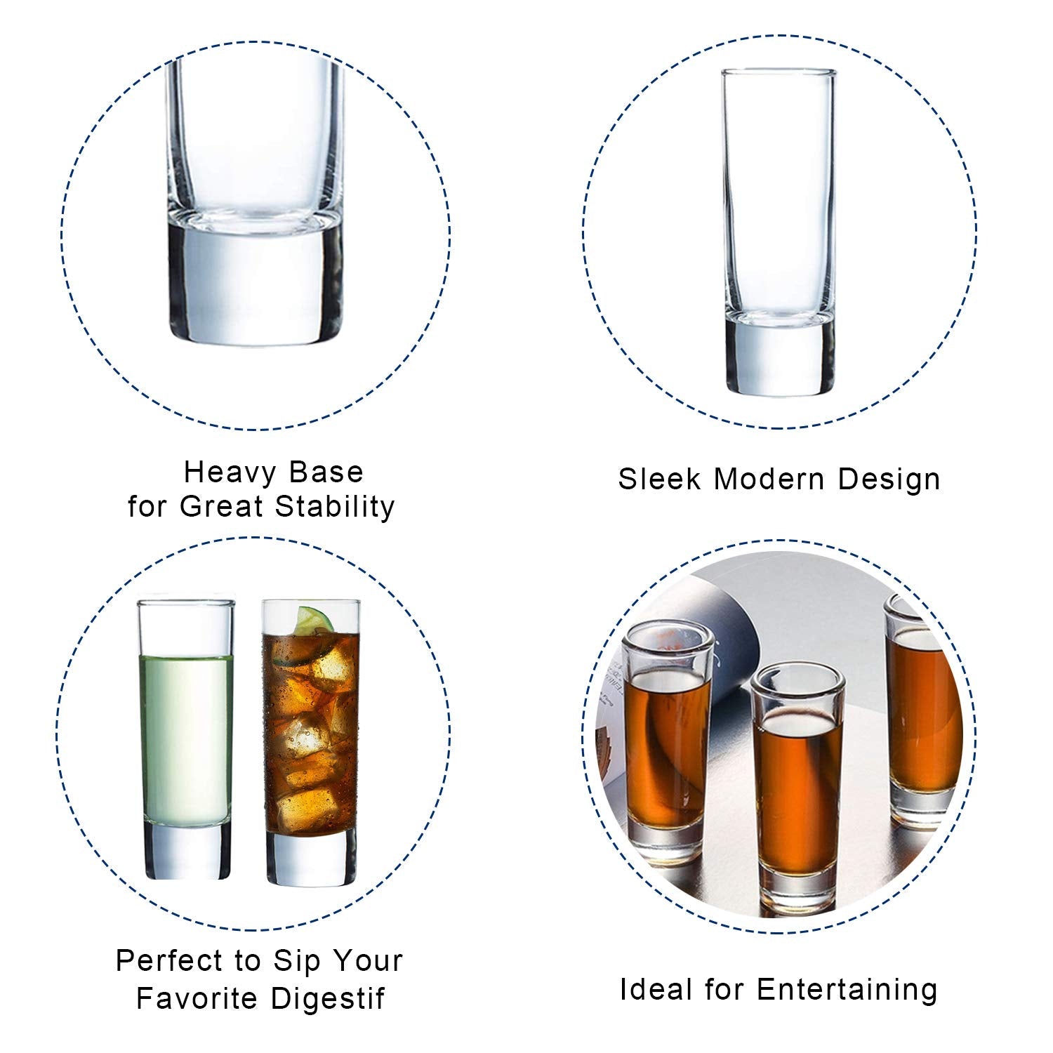 Farielyn-X lead-free shot glasses 12-pack ideal for vodka tequila or liqueur shots.