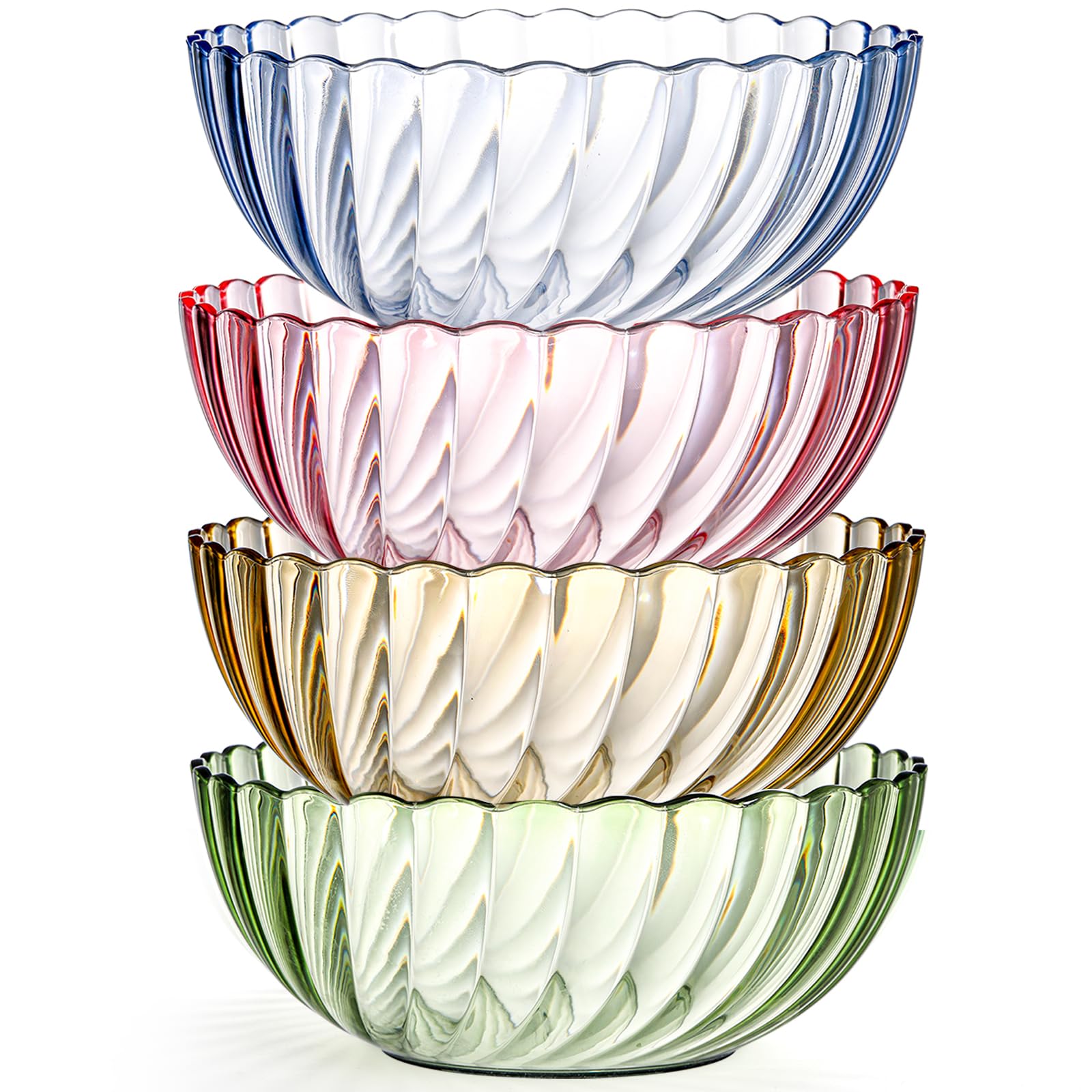 Fasmov 4-pack grey-striped bowls, versatile for dips, popcorn, and sides.